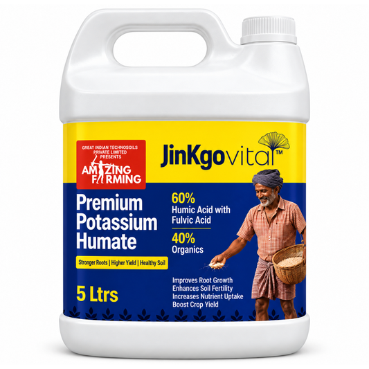 JinKgo Vita Premium Potassium Humate — 60% Humic Acid with Fulvic Acid (5 Litres) - Great Indian TechnoSoils Pvt. Ltd.
