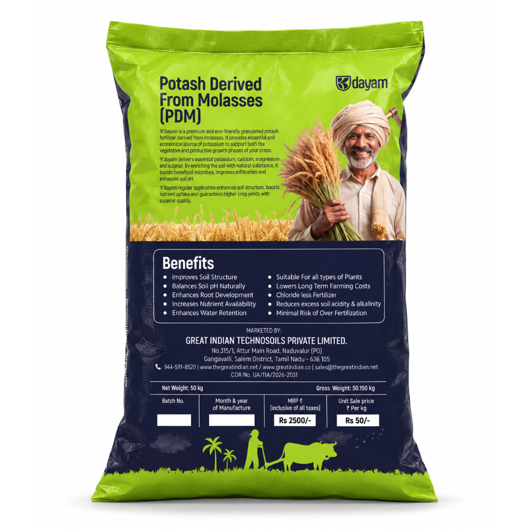 Potash Derived from Molasses (PDM) — Organic Potash Fertilizer - Great Indian TechnoSoils Pvt. Ltd.